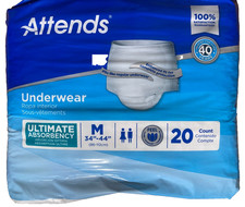 Attends Underwear Medium 80 Count 4 Packs of 20 Maximum Absorb 34”-44” (80 Pack) picture
