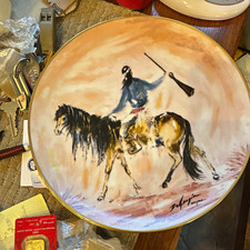 2 set ~ De Grazia “Apache Scout” & “Morning Ride” (1977) Porcelain Artist Plates picture