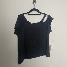 We The Free Coraline One Cold-Shoulder Strap Tee Boho Stone Washed Grey Size S picture