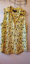 BANANA REPUBLIC Women's S Classic Fit Yellow Floral Patterned Button-Up Blouse picture
