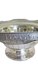 19th Century Footed Silverplate Basket w Repousse Elephants Camels Pyramids picture