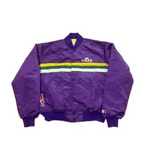 Vintage 90s Starter Utah Jazz NBA Basketball Satin Bomber Jacket Men's Large picture
