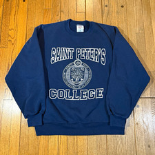Vintage St. Peter’s College Navy Crewneck Sweatshirt. Made in USA. Men’s Size L. picture