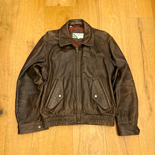 Vintage Members Only Brown Leather Bomber Jacket Size 38 picture