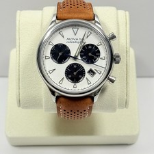 Movado Heritage Calendoplan 3650008 White Dial Chrono Brown Strap Men’s Watch picture
