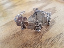 Donna Dale Vintage Sterling Silver Flower Cuff Bracelet, Child or Small Wrist picture