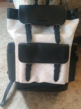 NWT Coach Men's Sprint large Backpack Pebbled Leather Gunmetal Chalk CB112 Black picture