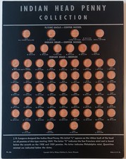 1939 Whitman 1856-1909 Flying Eagle Indian Head Penny Collection 390 Coin Board picture