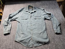 VTG Eddie Bauer Elkhorn Twill Shirt Mens Large Green Cotton Heavyweight Made USA picture