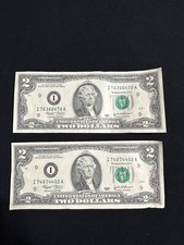 Two RARE 2003 Two Dollar ($2) Bill Circulated picture