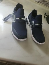 Nautica Men's Slip-On Athletic Sneakers Navy/White Low Top Textile Logo picture