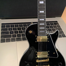Custom LP Black Solid Body Electric Guitar Gold Parts Fast Shipping U.S picture