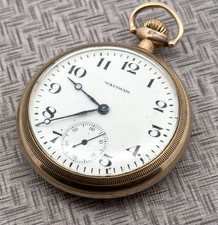 Waltham 17 Jewel Gold Filled Open Face Pocket Watch Good Condition & Working picture