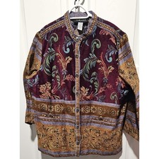 VTG Sag Harbor Tapestry Jacket 18W Brocade Floral Boho Whimsigoth 90s picture