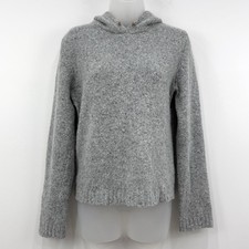 VTG Y2K J Crew Merino Wool Rabbit Hair Hoodie Women's M Gray Grunge Old Money picture