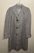 Vintage 1950s Donshire Gray Wool Fleck Overcoat 46R Large MINT Rockabilly picture