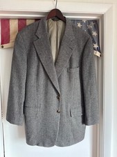 Vintage Paul Stuart 100% Cashmere Gray Herringbone Blazer 46R picture