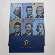 6pcs US 1 5 10 20 50 100 Dollars Polymer Banknotes Set Collectibles in Envelope picture