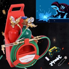 Welding Cutting Torch Kit w/ Oxygen Acetylene Regulators W/Tote Case & Tank  picture