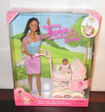 NRFB BARBIE DOLL MATTEL 2000  AA RAVEN WALKING BARBIE & NEW BABY SISTER KRISSY picture