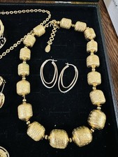 Vintage Lot Of 11 Costume Jewelry Pieces Mostly Gold Tone Some Signed Rare Monet picture