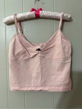 Free People Intimately Pink Cropped Cami Tank Top Adjustable Straps M/L picture