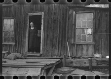 Photo:Rural Cabin Woman Doorway 1930s Wooden Shack Porch picture