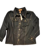 NWT Liz & Me Signature Jean JACKET 2X GLAM Beaded COWGIRL Cottagecore Preppy picture