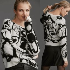 NWT MAEVE Cecilia Pettersson 100% Cashmere Swan Graphic Sweater Size S $198 picture