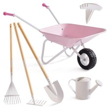 Robud Kids Wheelbarrow Gardening Tools Set Pink picture