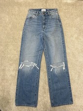 Rollas Heidi Jeans Womens 25 Blue High Rise Loose Straight Distressed picture