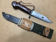 Vintage Romanian Rifle Knife Bayonet w/ Scabbard & Frog w/ wire cutter Unissued picture