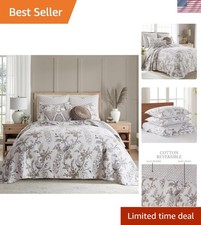 Pisa Reversible King Bedspread Set 120x106in with 2 Pillow Shams 36x20in - Fl... picture