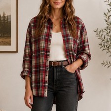 Madewell Oversized Plaid Shirt 100% Cotton Flannel Grunge Cabin Core Grunge L picture