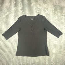 Bianca Nygard Weekend Shirt Women's M Black Long Sleeve Stretch Minimalist picture