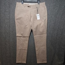 REISS Mens Eastbury Slim Fit Cotton Blend Chinos Trousers Mushroom Size 36 x 33 picture
