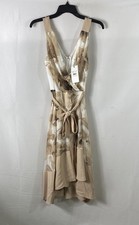 Harper Rose Women's Tan Floral Halter V-Neck Tie Waist Maxi Dress NWT Sz 12 picture