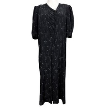 Rare Vintage Carlton Italy 100% Silk Black Midi Dress Italy Costume Heirloom picture