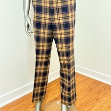 Thompson Preppy Collegiate Vintage 70's Wool 70's Plaid Pant in Yellow & Navy picture