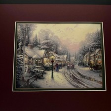 Thomas Kinkade Village Christmas Matted Print - Brand New Sealed picture