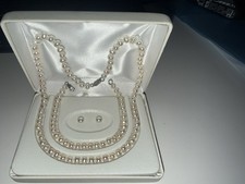 vintage 18” freshwater pearl necklace 7in bracelet and earings combo picture