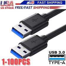 USB 3.0 A Male to A Male Cable Data Transfer Super Speed Power Charger Metal LOT picture