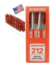 3X Wisdom 212 Smokers Extra Hard Brown Bristle Tooth Brush.USA Seller picture