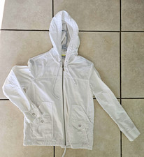 Chico's Womens White Hooded Full Zip Jacket size  0 Pockets Long Sleeve picture