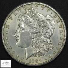 1884 CC Carson City Morgan Silver Dollar $1 (MS UNC) - Cleaned picture