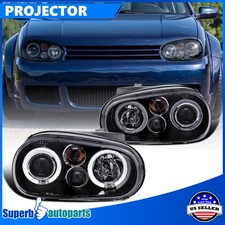 Fit 1999-2006 Volkswagen VW Golf GTI Halo Projector Headlight Glossy Black Smoke picture