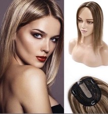 MY-LADY Human Hair Topper Real Human Hair Light Brown/Blond Mix picture