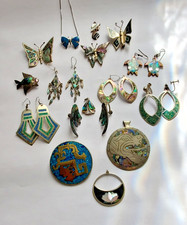 Vintage Sterling Silver Abalone & Mother of Pearl Large Tasco Jewelry Pieces Lot picture