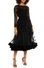 Mac Duggal Black Fit & Flare Velvet Embellished Cocktail  Dress Size 4 $498 picture