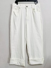 Halara Flex Size XL High Waisted Wide Leg Jeans White Cuffed Cropped Regular NWT picture